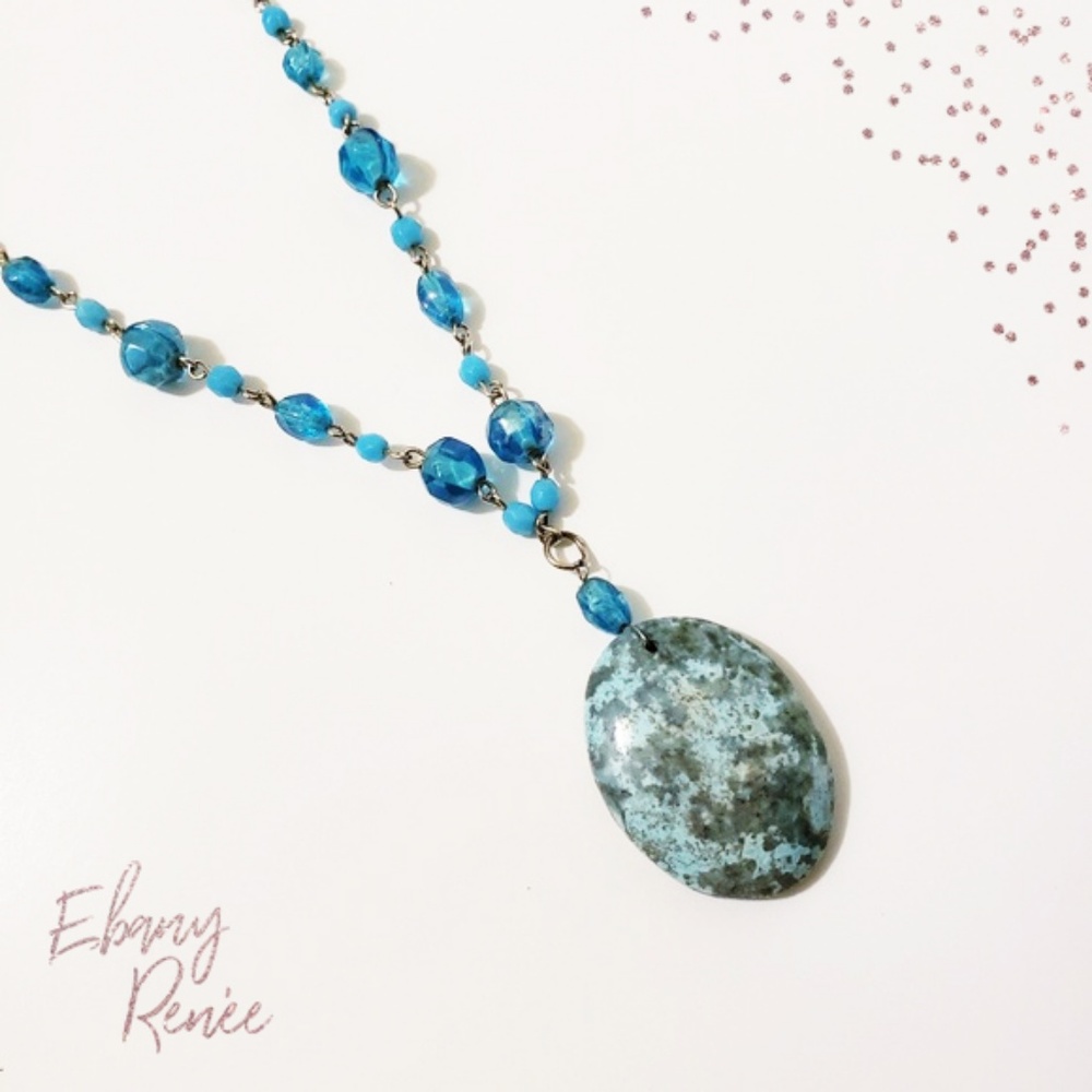 🔴Turquoise Linked Beaded Necklace with Charm